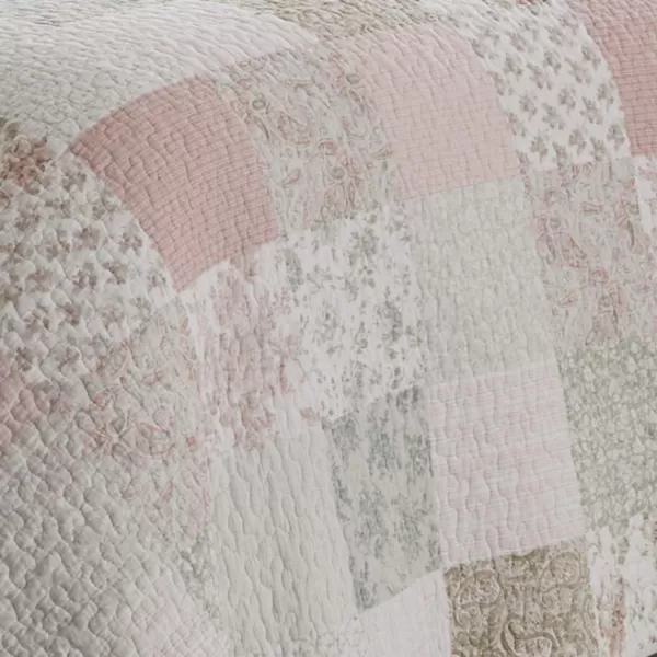 Laura Ashley - Twin Quilt Set, Reversible Cotton Bedding with Matching Sham, Patchwork Inspired Home Decor 