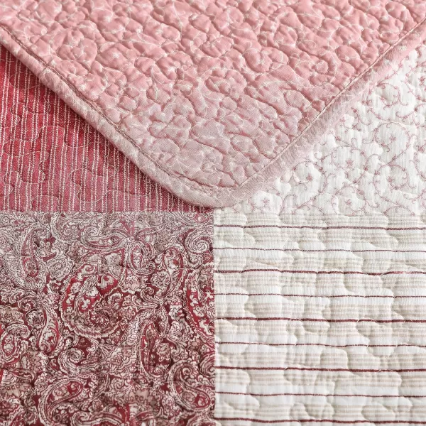 Laura Ashley - Twin Quilt Set, Reversible Cotton Bedding with Matching Sham, Patchwork Inspired Home Decor 