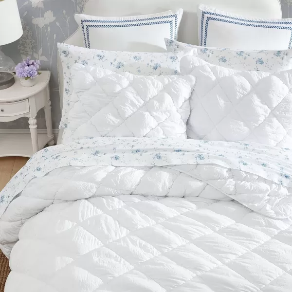 Laura Ashley- Twin Quilt Set, Solid Bedding Set Including Sham, All Season Farmhouse Home Décor 