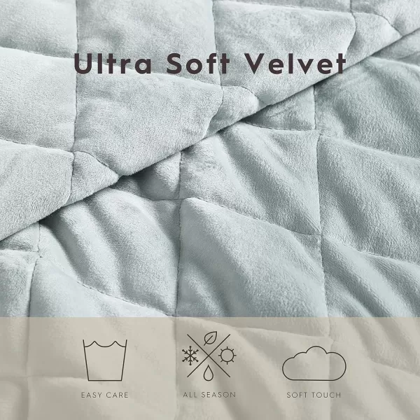 Laura Ashley - Twin Quilt Set, Solid Velvet Reversible Bedding, All Season Home Decor with Sham &amp; Bonus Pillow Cover 
