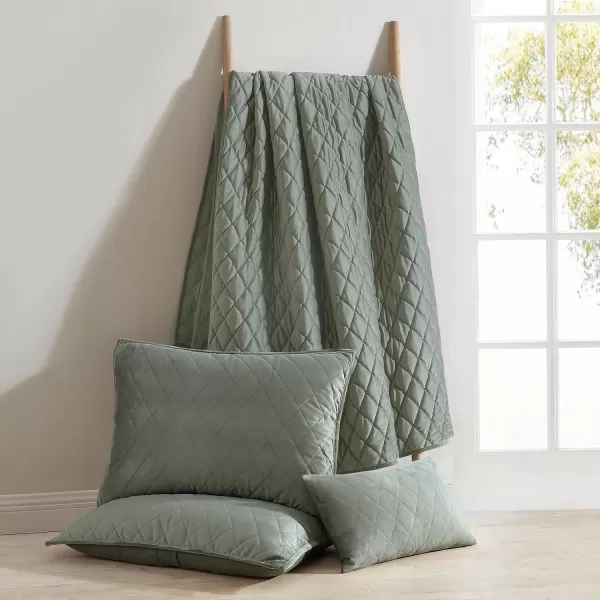 Laura Ashley - Twin Quilt Set, Solid Velvet Reversible Bedding, All Season Home Decor with Sham &amp; Bonus Pillow Cover 