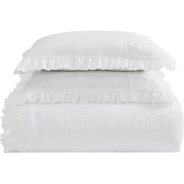 Laura Ashley- Twin XL Comforter, Reversible Bedding Set with Matching Shams, Dorm Room Essentials, Ruffled Home Decor 