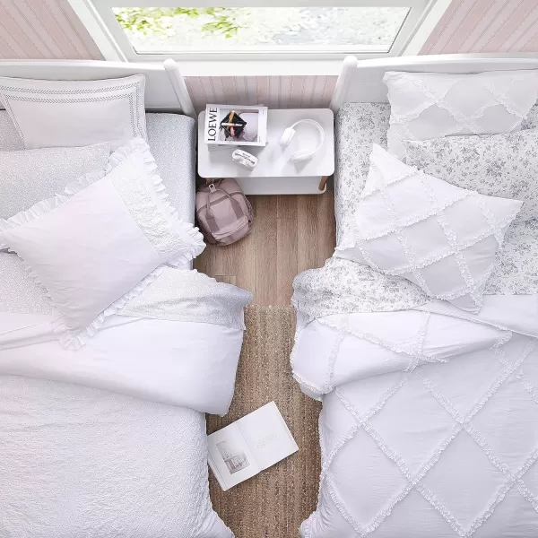 Laura Ashley- Twin XL Comforter, Reversible Bedding Set with Matching Shams, Dorm Room Essentials, Ruffled Home Decor 
