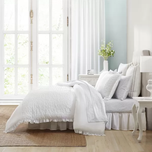 Laura Ashley- Twin XL Comforter, Reversible Bedding Set with Matching Shams, Dorm Room Essentials, Ruffled Home Decor 
