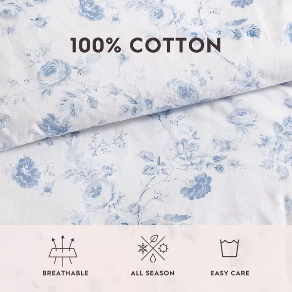 Laura Ashley- Twin XL Comforter Set, Reversible Cotton Bedding with Matching Sham, Farmhouse Home Décor 