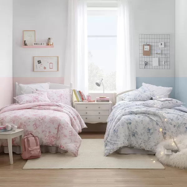 Laura Ashley- Twin XL Comforter Set, Reversible Cotton Bedding with Matching Sham, Farmhouse Home Décor 