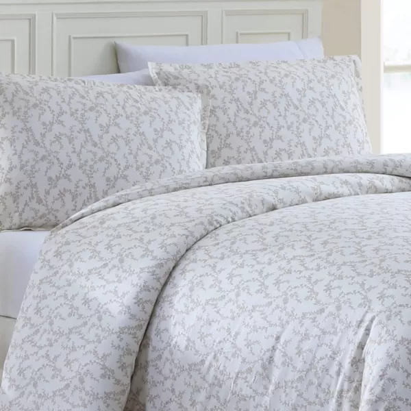 Laura Ashley Victoria Collection Luxury Premium Ultra Soft Duvet Set, Lightweight &amp; Comfortable Bedding, Stylish Design for Home Décor, Full/Queen, Taupe