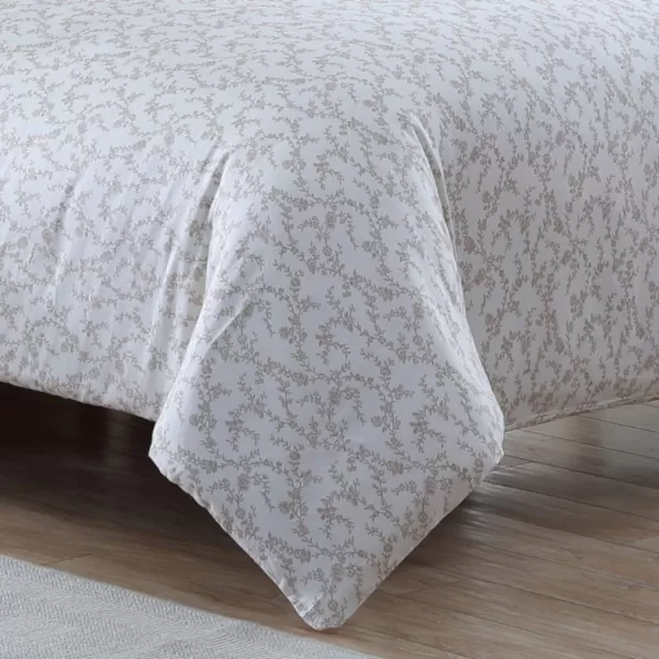 Laura Ashley Victoria Collection Luxury Premium Ultra Soft Duvet Set, Lightweight &amp; Comfortable Bedding, Stylish Design for Home Décor, Full/Queen, Taupe