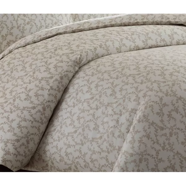 Laura Ashley Victoria Collection Luxury Premium Ultra Soft Duvet Set, Lightweight &amp; Comfortable Bedding, Stylish Design for Home Décor, Full/Queen, Taupe
