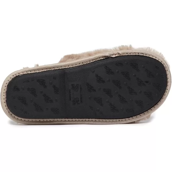 Laura Ashley Womens Plush Faux Rabbit Fur One Band Memory Foam Slide Slippers, Warm Fuzzy Fluffy Open Toe Slides