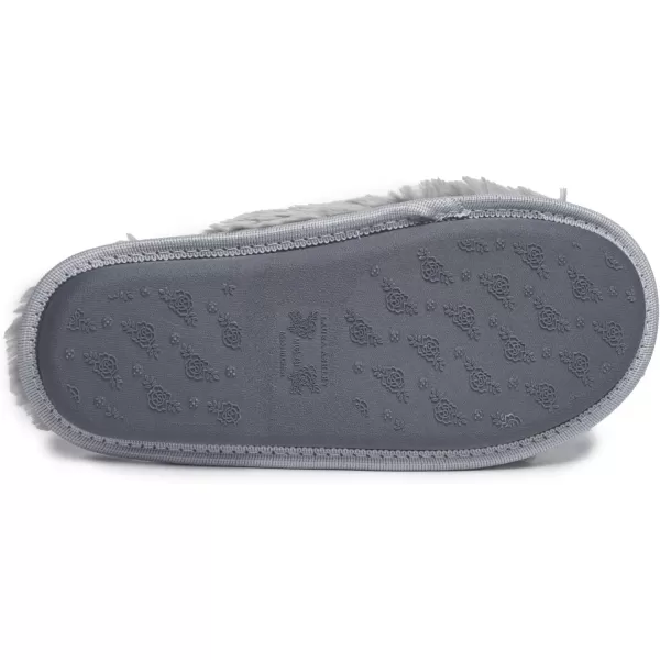 Laura Ashley Womens Plush Faux Rabbit Fur One Band Memory Foam Slide Slippers, Warm Fuzzy Fluffy Open Toe Slides