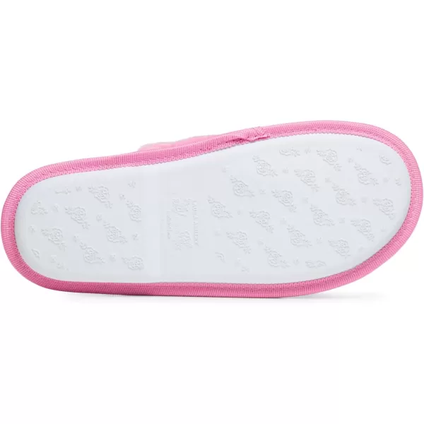Laura Ashley Womens Plush Faux Rabbit Fur One Band Memory Foam Slide Slippers, Warm Fuzzy Fluffy Open Toe Slides