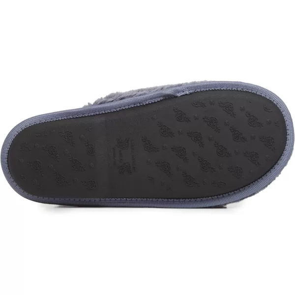 Laura Ashley Womens Plush Faux Rabbit Fur One Band Memory Foam Slide Slippers, Warm Fuzzy Fluffy Open Toe Slides