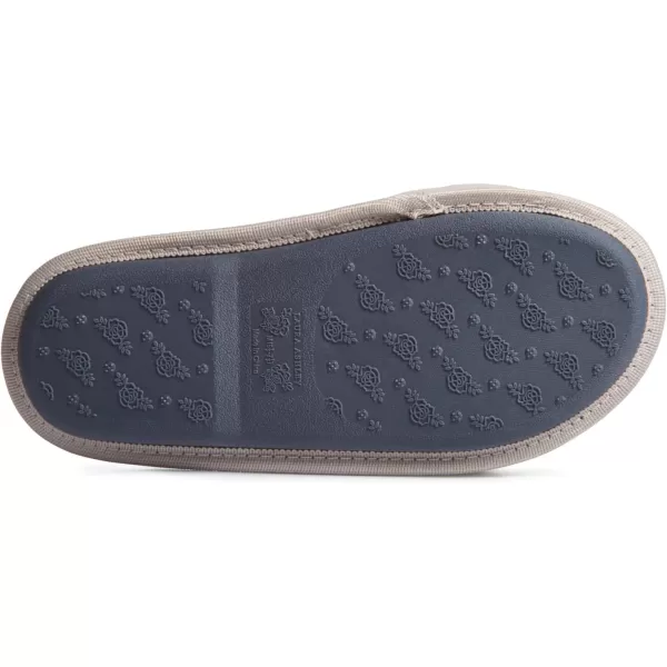 Laura Ashley Womens Plush Terry Open Toe Memory Foam Spa Slippers, Rubber Sole Bow Band Home Slides Slipper for Ladies