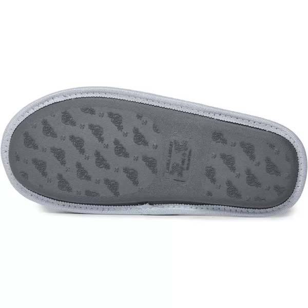 Laura Ashley Womens Plush Terry Open Toe Memory Foam Spa Slippers, Rubber Sole Bow Band Home Slides Slipper for Ladies