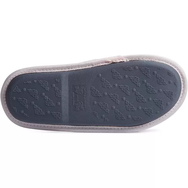 Laura Ashley Womens Plush Terry Open Toe Memory Foam Spa Slippers, Rubber Sole Bow Band Home Slides Slipper for Ladies