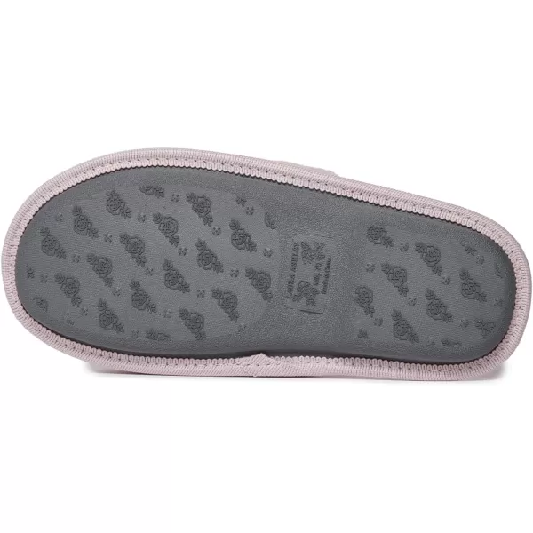 Laura Ashley Womens Plush Terry Open Toe Memory Foam Spa Slippers, Rubber Sole Bow Band Home Slides Slipper for Ladies