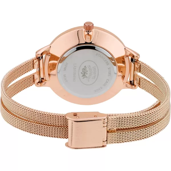 Laura Ashley Women's Round Case Split Mesh Band Sunray Dial Watch 