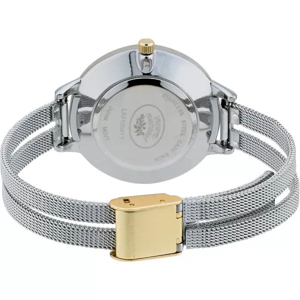Laura Ashley Women's Round Case Split Mesh Band Sunray Dial Watch 