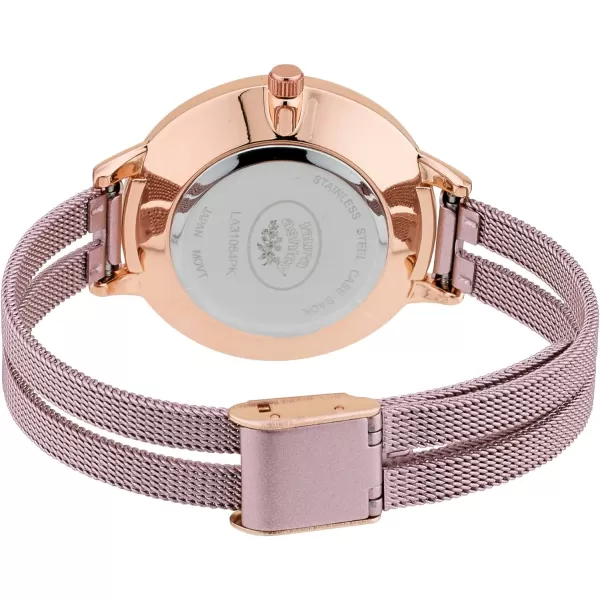 Laura Ashley Women's Round Case Split Mesh Band Sunray Dial Watch 