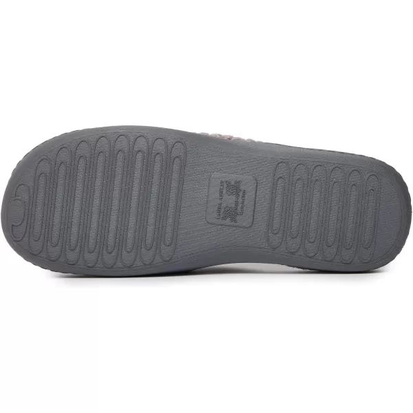 Laura Ashley Womens Rugged Memory Foam Terry Cloth Spa Slippers, Soft Non Slip Rubber Bottom Closed Toe House Slider Slipper