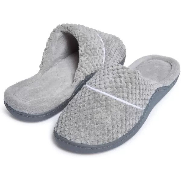 Laura Ashley Womens Rugged Memory Foam Terry Cloth Spa Slippers, Soft Non Slip Rubber Bottom Closed Toe House Slider Slipper