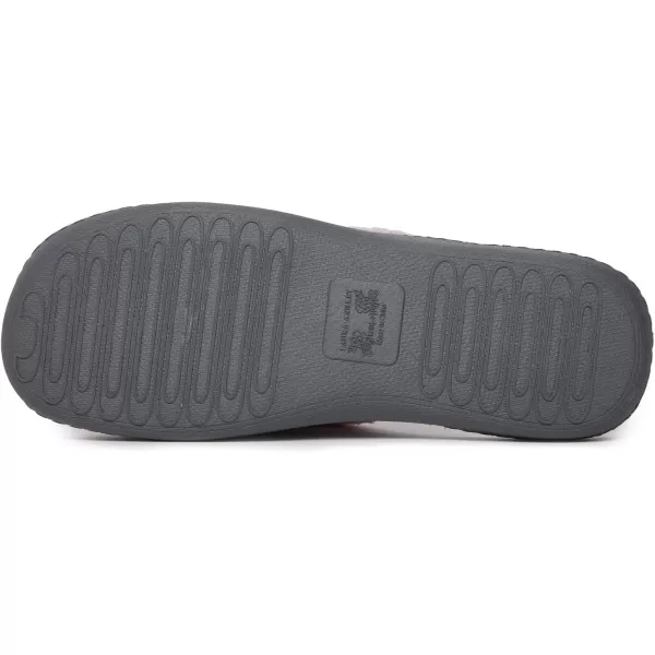 Laura Ashley Womens Rugged Memory Foam Terry Cloth Spa Slippers, Soft Non Slip Rubber Bottom Closed Toe House Slider Slipper