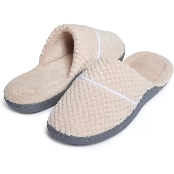 Laura Ashley Womens Rugged Memory Foam Terry Cloth Spa Slippers, Soft Non Slip Rubber Bottom Closed Toe House Slider Slipper