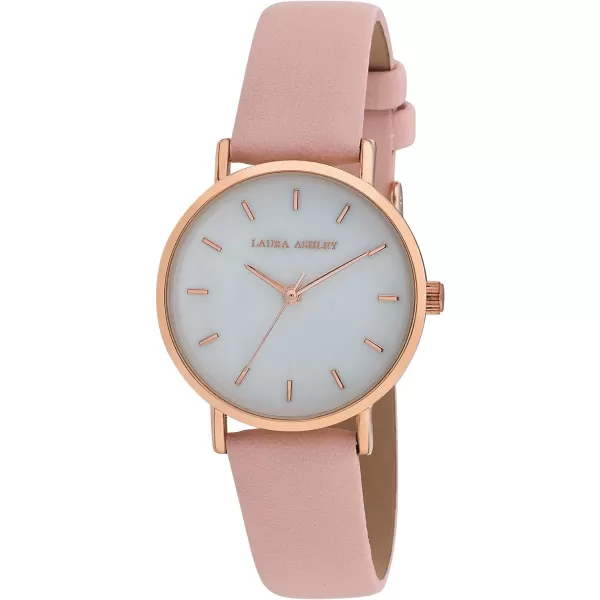 Laura Ashley Women's Slim MOP Dial Black Strap Watch