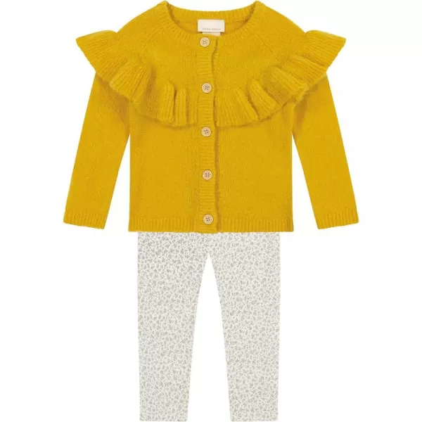 Laura Ashley 2 Pack Baby/Toddler Girl Legging &amp; Knitted Long Sleeve Peplum Tunic Top, Cotton Knit &amp; Floral Fall Outfit,NB-4T