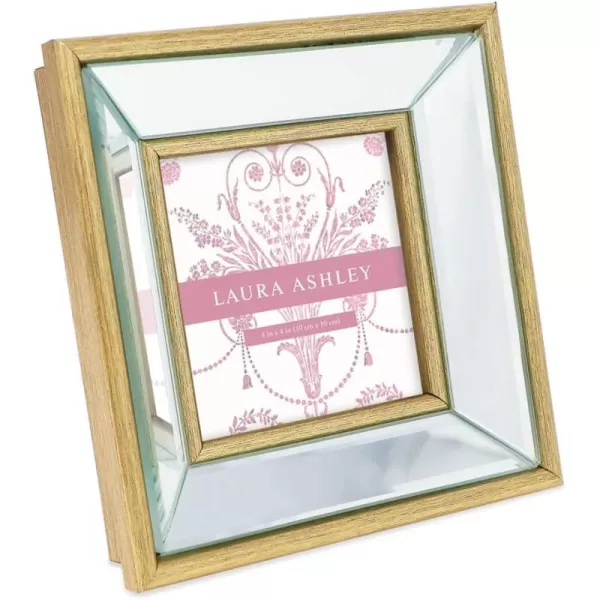 Laura Ashley 4x4 Silver Beveled Mirror Picture Frame, Classic Mirrored Frame with Deep Slanted Angle, Wall-Mountable, Made for Tabletop Display, Photo Gallery and Wall Art, 