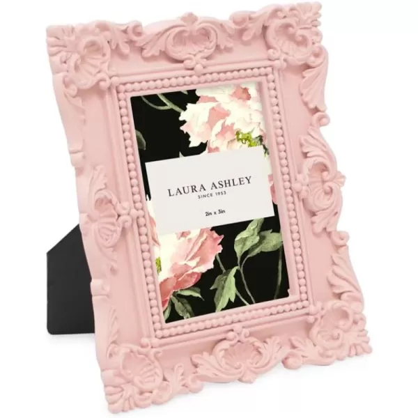 Laura Ashley 4x4 White Ornate Textured Hand-Crafted Resin Picture Frame with Easel &amp; Hook for Tabletop &amp; Wall Display, Decorative Floral Design Home Décor, Photo Gallery, Art, More 