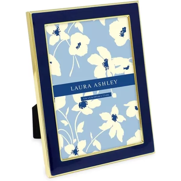 Laura Ashley 8x10 White Enamel Picture Frame, Silver Metal Edge with Easel, for Countertop, Counterspace, Tabletop Display, Bookshelf, Desk, Wall Décor, Photo Gallery