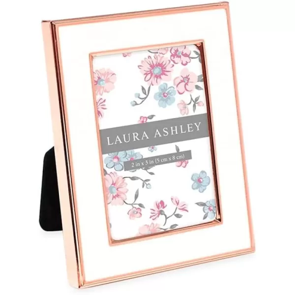 Laura Ashley 8x10 White Enamel Picture Frame, Silver Metal Edge with Easel, for Countertop, Counterspace, Tabletop Display, Bookshelf, Desk, Wall Décor, Photo Gallery