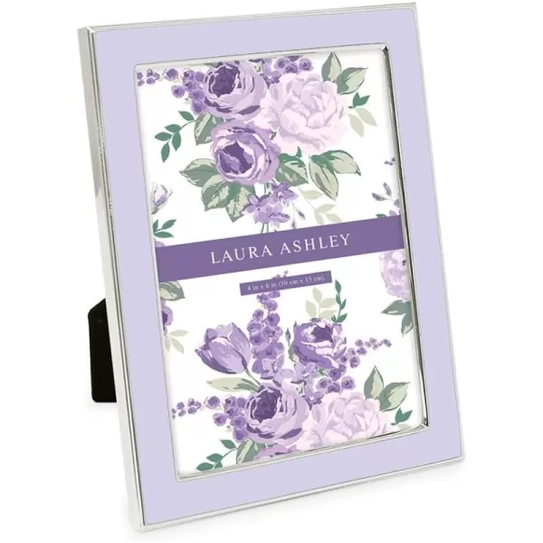 Laura Ashley 8x10 White Enamel Picture Frame, Silver Metal Edge with Easel, for Countertop, Counterspace, Tabletop Display, Bookshelf, Desk, Wall Décor, Photo Gallery