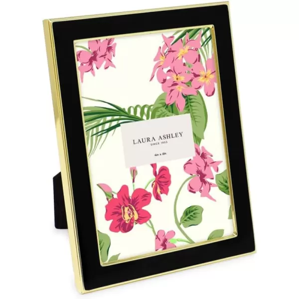Laura Ashley 8x10 White Enamel Picture Frame, Silver Metal Edge with Easel, for Countertop, Counterspace, Tabletop Display, Bookshelf, Desk, Wall Décor, Photo Gallery