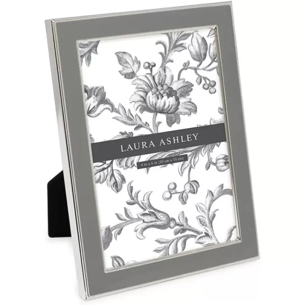 Laura Ashley 8x10 White Enamel Picture Frame, Silver Metal Edge with Easel, for Countertop, Counterspace, Tabletop Display, Bookshelf, Desk, Wall Décor, Photo Gallery