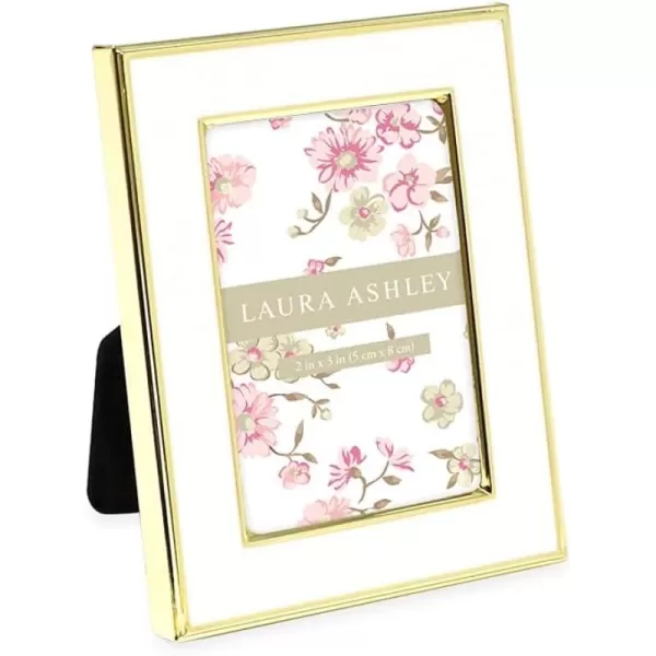 Laura Ashley 8x10 White Enamel Picture Frame, Silver Metal Edge with Easel, for Countertop, Counterspace, Tabletop Display, Bookshelf, Desk, Wall Décor, Photo Gallery