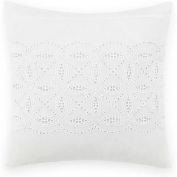 Laura Ashley Annabella Collection Perfect Decorative Throw Pillow, Premium Designer Quality, Decorative Pillow for Bedroom Living Room and Home Décor, 16x16, White