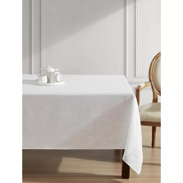 Laura Ashley Arabesque Luxurious Shimmery Fabric Tablecloth for Formal Dining, Holiday, Wedding or Party, 60" x 120", White