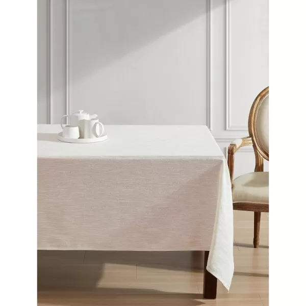 Laura Ashley Arabesque Luxurious Shimmery Fabric Tablecloth for Formal Dining, Holiday, Wedding or Party, 60" x 120", White