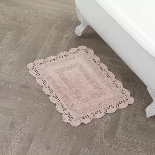 Laura Ashley Crochet Cotton 17x24 in. Bath Rug, Indigo