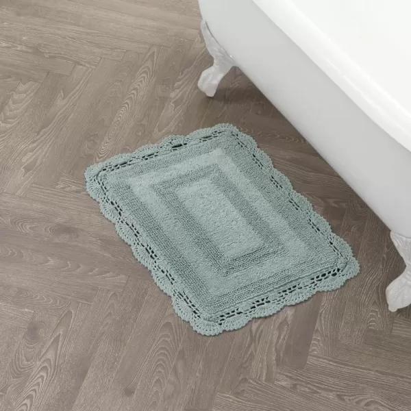 Laura Ashley Crochet Cotton 17x24 in. Bath Rug, Indigo