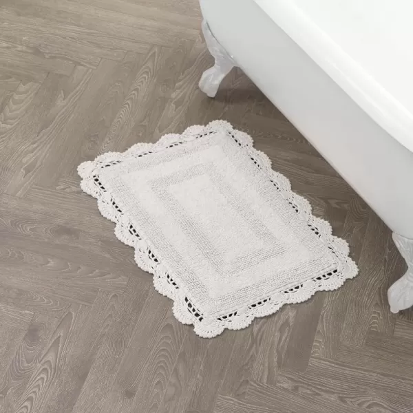 Laura Ashley Crochet Cotton 17x24 in. Bath Rug, Indigo