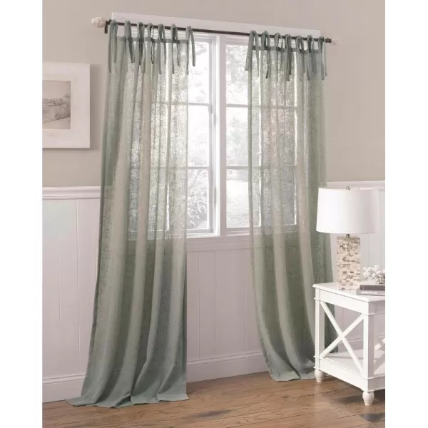 Laura Ashley Danbury Sheer Curtain with Tie Top Panel Measures, 42" W x 84" L, Blue