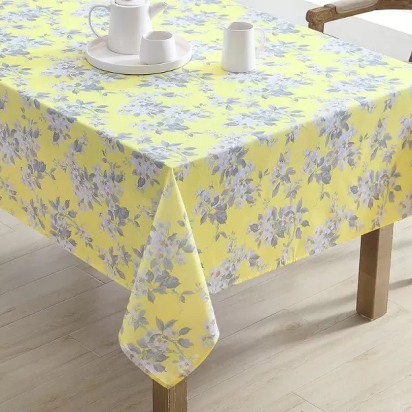 Laura Ashley Decorative Tablecloth, Wrinkle and Stain Resistant, Spillproof Water Repellant, Easy Care Washable Polyester Fabric for Dining, Kitchen, Holiday and Party, 70" Round, Cosmos