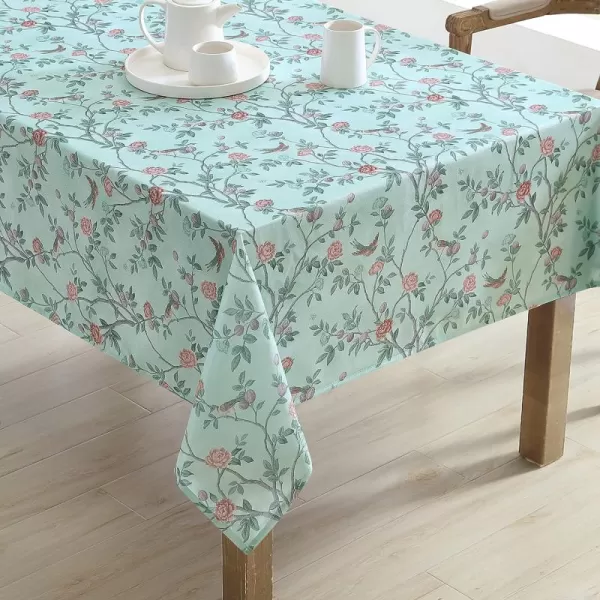 Laura Ashley Decorative Tablecloth, Wrinkle and Stain Resistant, Spillproof Water Repellant, Easy Care Washable Polyester Fabric for Dining, Kitchen, Holiday and Party, 70" Round, Cosmos