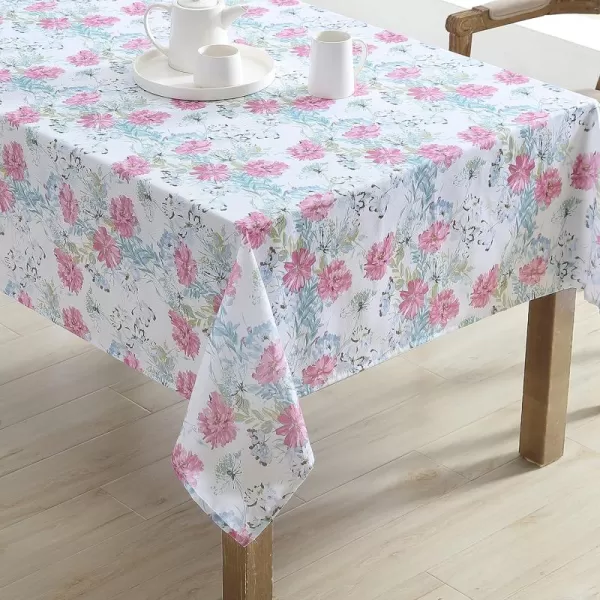 Laura Ashley Decorative Tablecloth, Wrinkle and Stain Resistant, Spillproof Water Repellant, Easy Care Washable Polyester Fabric for Dining, Kitchen, Holiday and Party, 70" Round, Cosmos