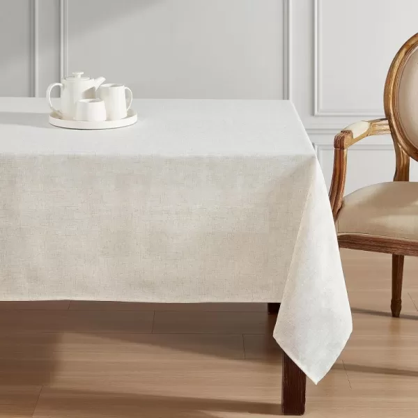 Laura Ashley Dothan Luxury Linen Blend Tablecloth for Formal Dining, Holiday, Wedding or Party, 60" x 120", Taupe
