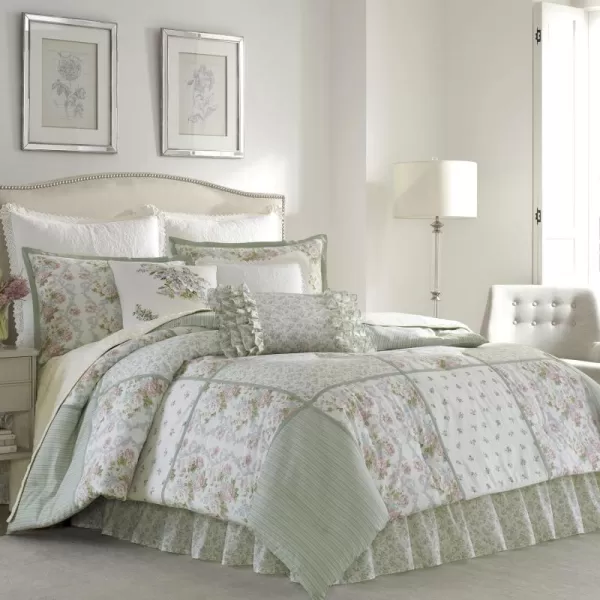 Laura Ashley - Full Comforter Set, Reversible Cotton Bedding with Matching Shams &amp; Bedskirt, Stylish Home Decor for All Seasons 